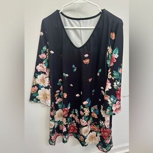 Floral Black Women's Dress